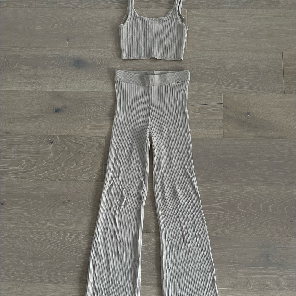 Ribbed Beige Two-Piece Set